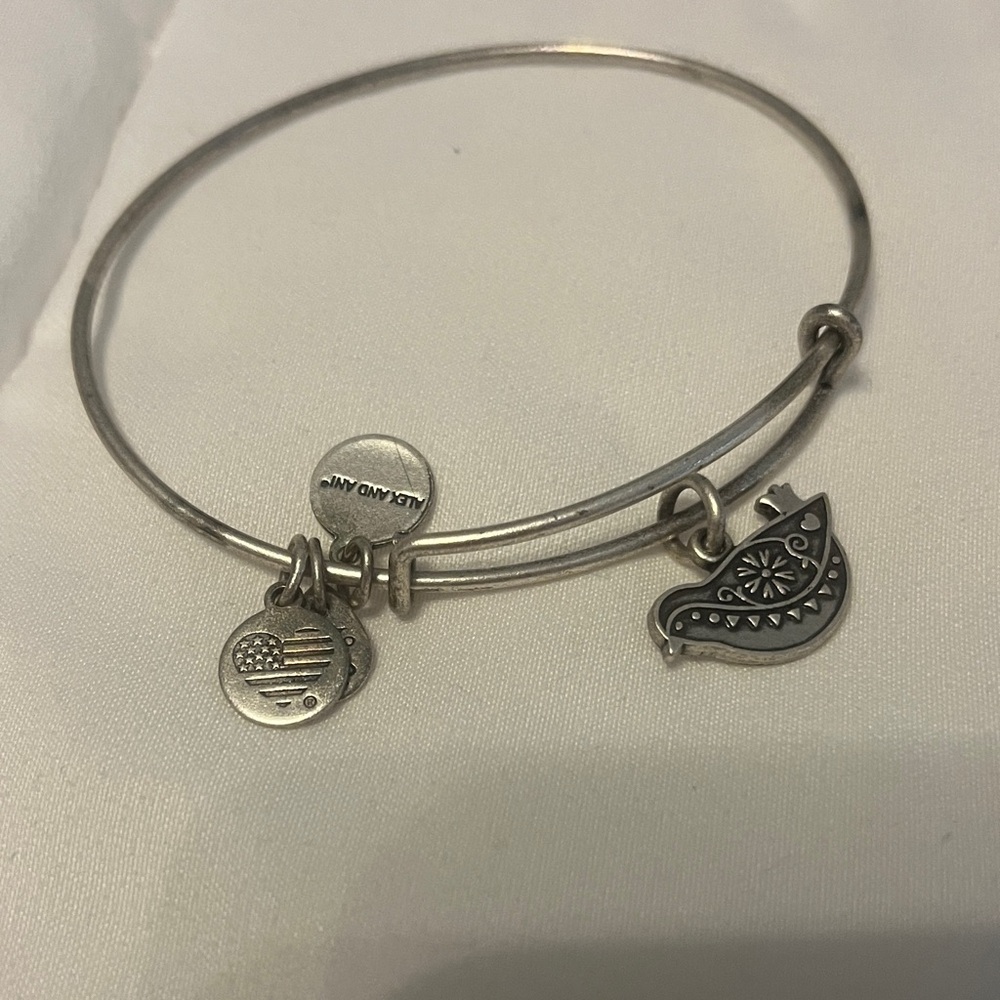 Alex and Ani Silver Bracelet with Bird Charm